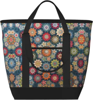 Bohemian Flower Women's tote bags and reusable women's beach bags are suitable for travel insulation and cooling bags.