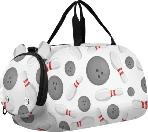 Bowling Sports Sports Duffle Bag for Girls Boys, Gym Bag with Shoe Compartment, Kids Travel Overnight Weekender Shoulder Bags