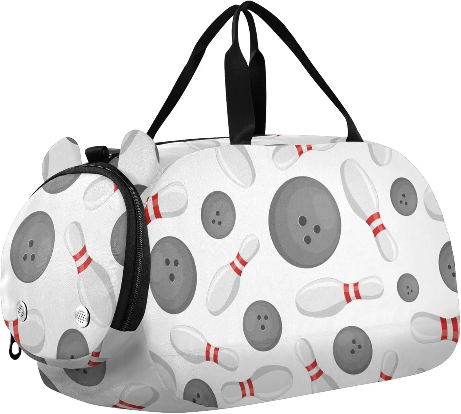Bowling Sports Sports Duffle Bag for Girls Boys, Gym Bag with Shoe Compartment, Kids Travel Overnight Weekender Shoulder Bags
