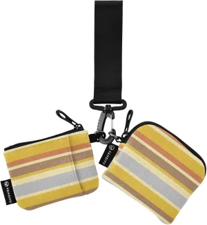 Bright Lines Yellow Gray Stripes Geometric Wristlet Keychain Wallets for Women Portable Small Coin Purse