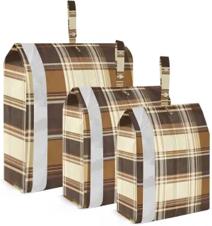 brown beige check plaid retro3 Set Travel Packing Cubes For Suitcases With Zipper Closet Organizer Storage Suitcase Organizer Bags Travel Suitcase Organizer