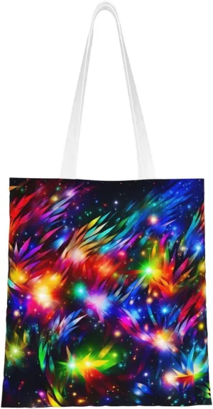 Canvas Tote Bag Aesthetic for Women Bright Beautiful Colorful Art Shopping Bags Large Tote Shoulder Bag Reusable Grocery Bags Hobo Bags Casual Handbags Cute Cloth Bags Birthday Gifts