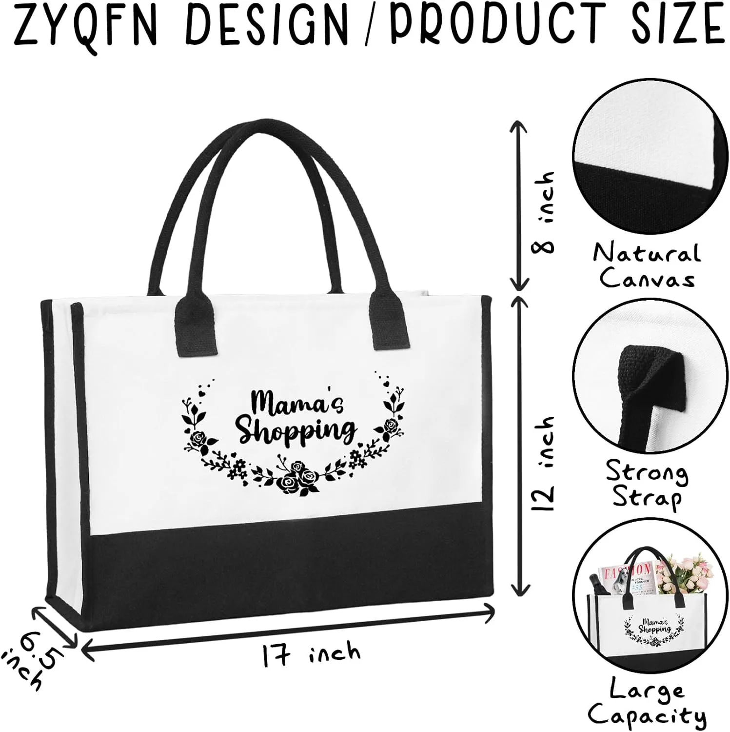 Canvas Tote Bag Canvas Beach Bag for,Shopping Bag,Mothers Day Christmas Birthday Gifts,Thoughtful Gifts.