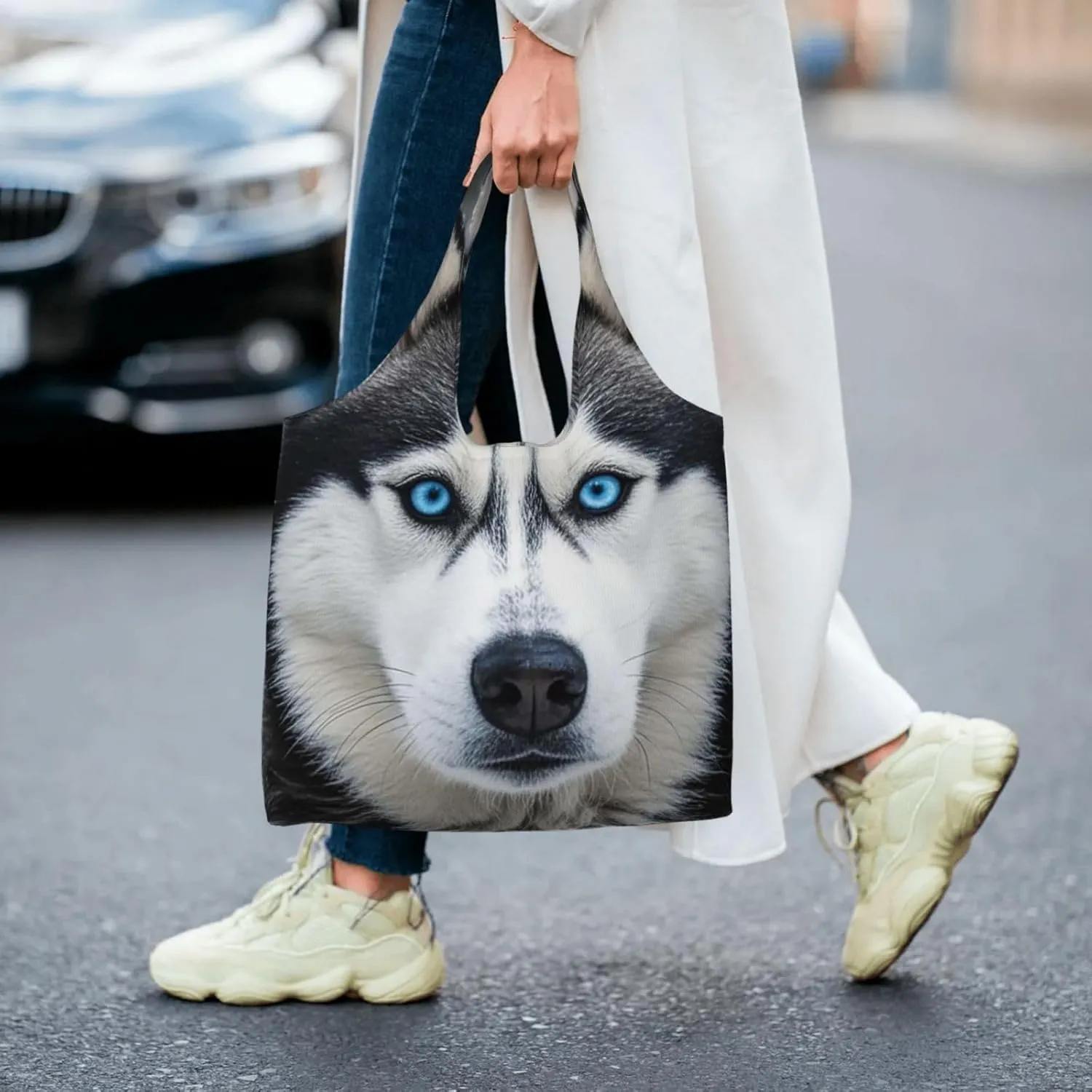 Canvas Tote Bag Reusable Grocery Bags Lightweight Handbag Cartoon Giraffe Tote Bag for Shopping Cloth Bags