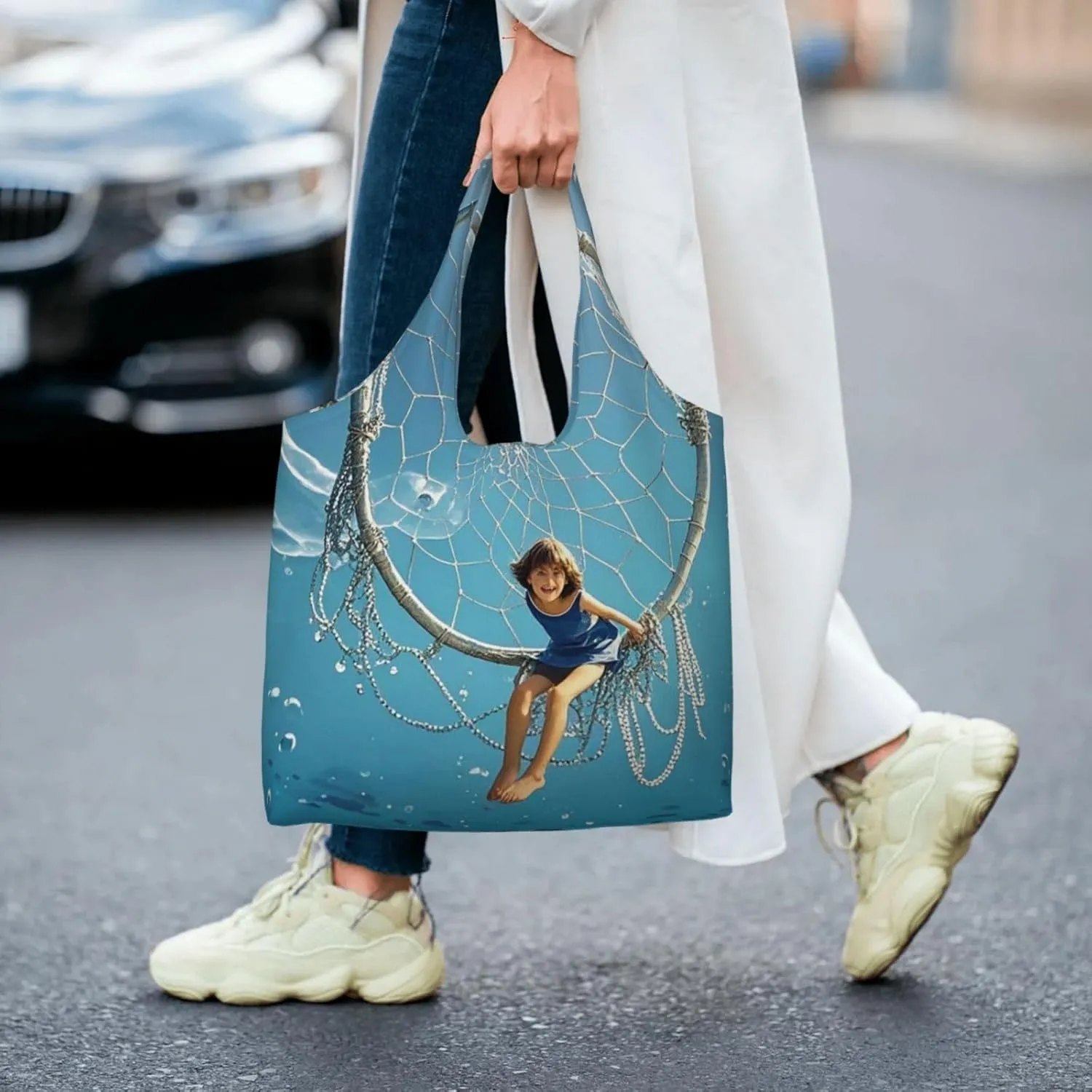 Canvas Tote Bag Reusable Grocery Bags Lightweight Handbag Color butterfly flower Tote Bag for Shopping Cloth Bags