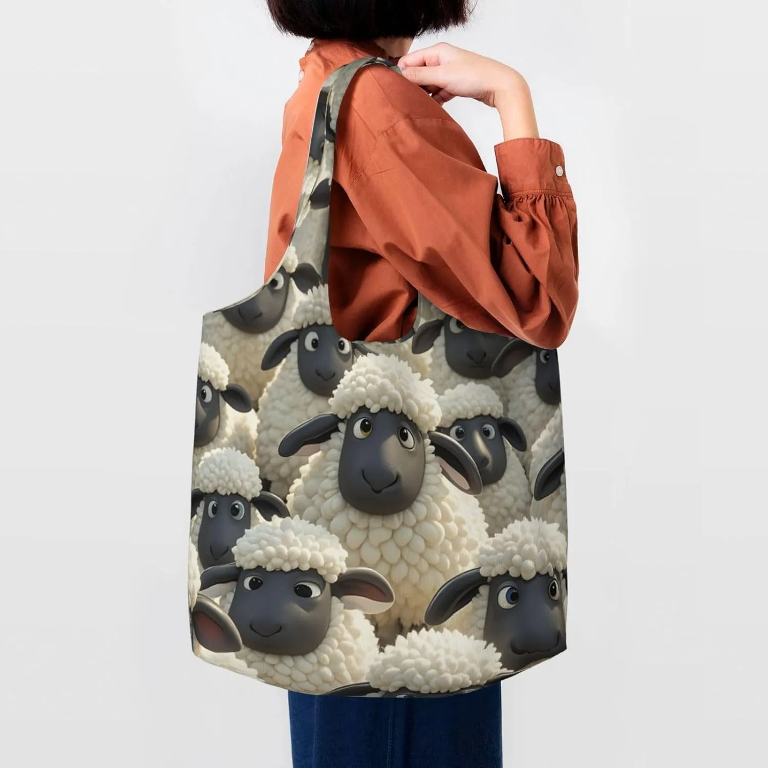 Canvas Tote Bag Reusable Grocery Bags Lightweight Handbag Cute Black Pug Dog Tote Bag for Shopping Cloth Bags