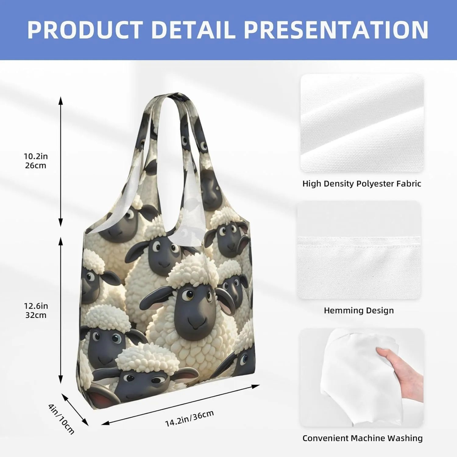 Canvas Tote Bag Reusable Grocery Bags Lightweight Handbag Cute Black Pug Dog Tote Bag for Shopping Cloth Bags