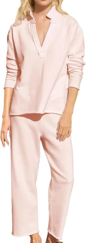 Casual Set for Women V Neck Long Sleeve Pullover Tops Leg Pants Suits Fashion Fall Travel Work Sport Clothes 2 Piece