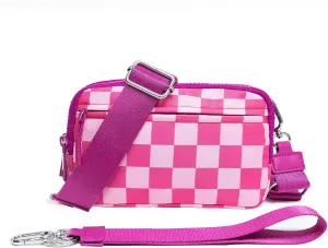 Checkered Wristlet Wallets Small Crossbody Bags Waterproof Chest Purse for Travel Credit Card Phone Organizer