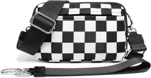 Checkered Wristlet Wallets Small Crossbody Bags Waterproof Chest Purse for Travel Credit Card Phone Organizer