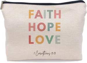 Christian Gifts for Women Faith, Christian Inspirational Makeup Bag Cosmetic Bags for Women, Religious Bible Verse Small Makeup Cosmetic Bag for Purse, 1 Corinthians 13:13 Faith Hope Love