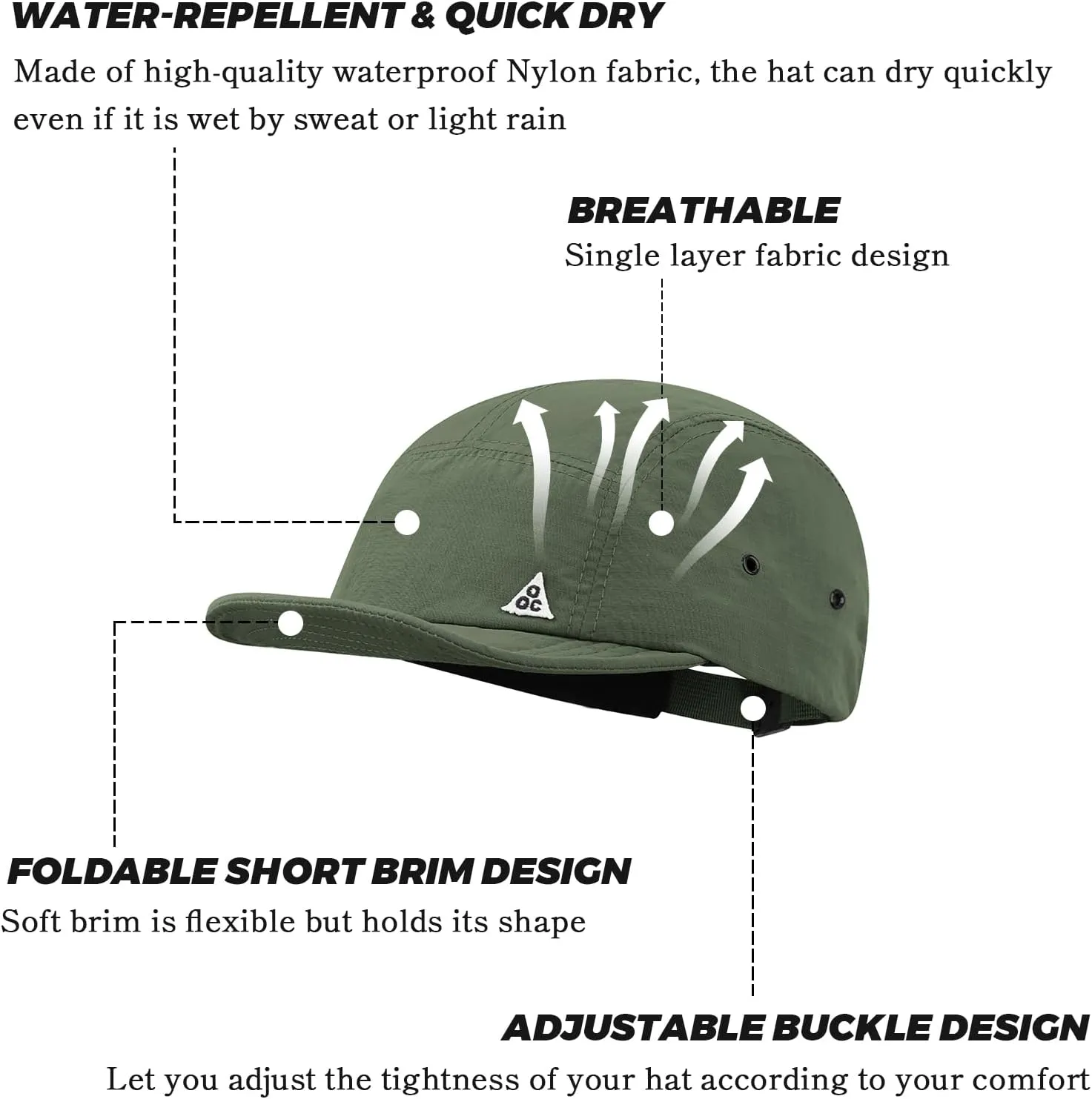 Clakllie 5 Panel Hat for Women Men Waterproof Flat Bill Hats Short Brim Baseball Cap Unstructured Golf Dad Hats Trucker Cap