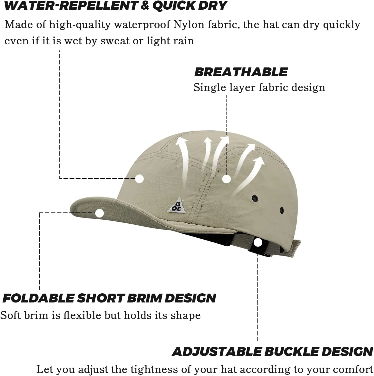 Clakllie 5 Panel Hat for Women Men Waterproof Flat Bill Hats Short Brim Baseball Cap Unstructured Golf Dad Hats Trucker Cap
