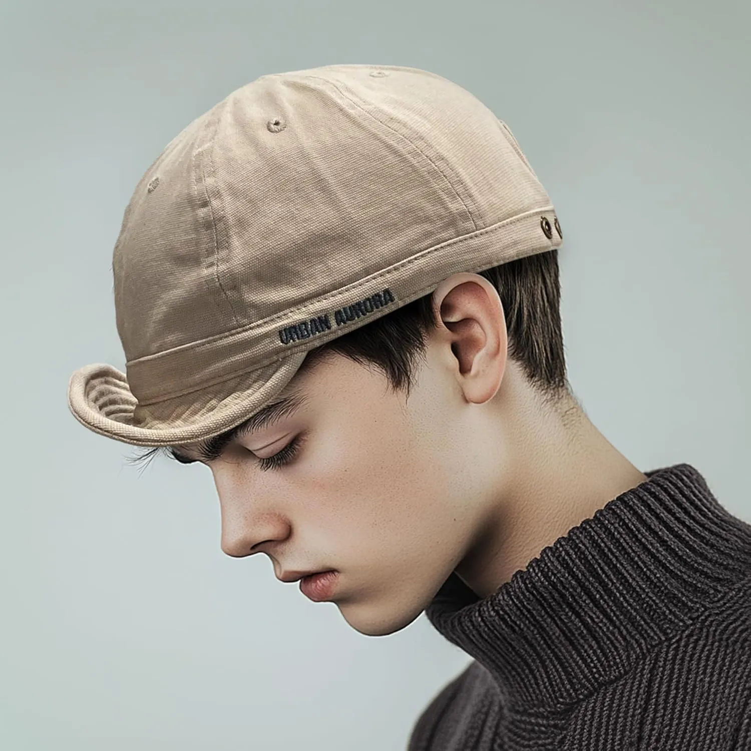 Clakllie Short Brim Baseball Cap for Men Retro Flat Bill Hats Unstructured Moisture Wicking Cotton Hat Trendy Dad Cap