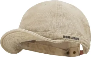 Clakllie Short Brim Baseball Cap for Men Retro Flat Bill Hats Unstructured Moisture Wicking Cotton Hat Trendy Dad Cap