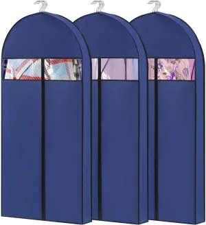 Clothes Cover 3pcs Garment Bags with 4" Gussets Suit Bags Closet Hanging Clothes Storage Suit Bags (Color : Blue, Size : 125 * 60 * 10cm)