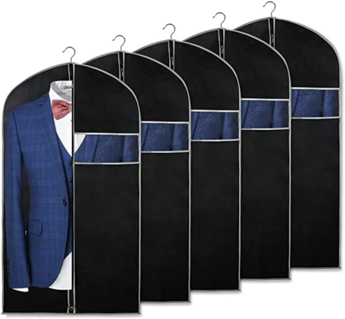Clothes Cover 5pcs Garment Bags Travel 40 Garment Suit Bag for Storage Hanging Clothes Zipper Suit Bags