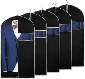 Clothes Cover 5pcs Garment Bags Travel 40 Garment Suit Bag for Storage Hanging Clothes Zipper Suit Bags