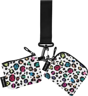 Colored Leopard Print Wristlet Keychain Wallet for Women Portable Small Coin Purses