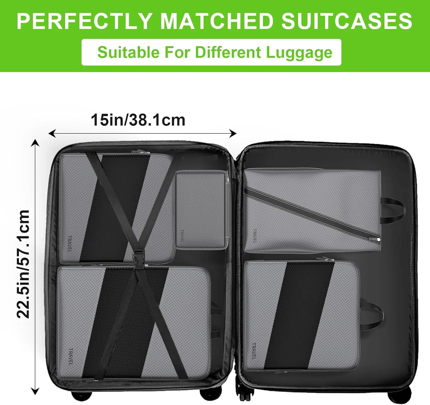 Compression Packing Cubes for Suitcases, UNTIFUL 6 Set Travel Organizer Cubes for Travel Essentials (Gray)
