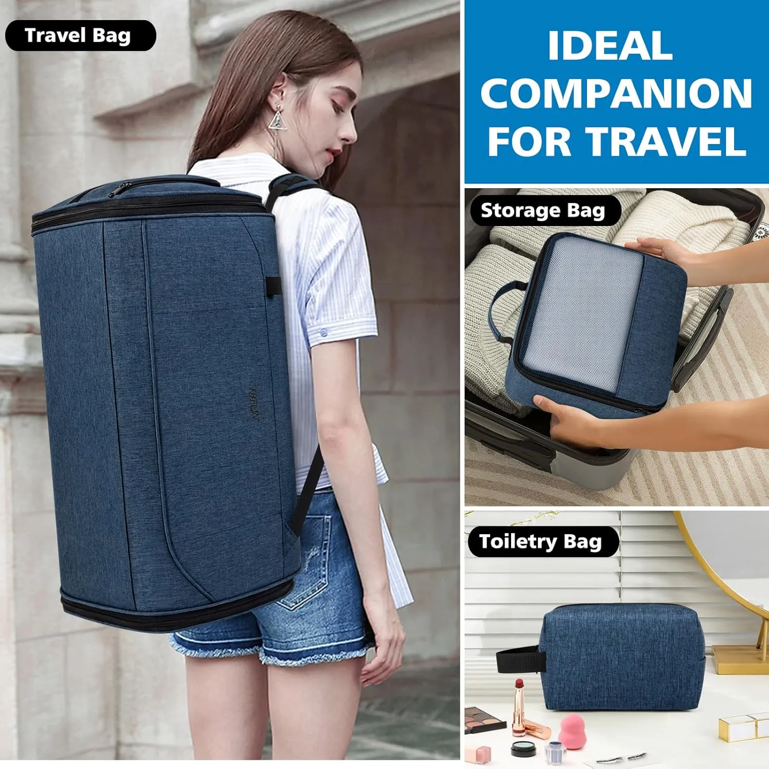 Convertible Garment Bags for Travel - Carry on Garment Duffle Bag with Backpack Straps for Men Women, 4 in 1 Large Travel Duffel Bags with Shoes Compartment Hanging Suit Dress Weekender Bag 3pcs Set