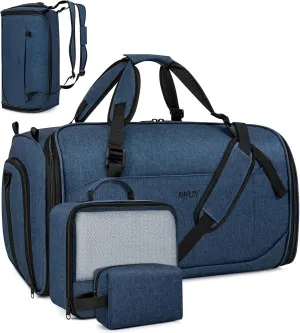 Convertible Garment Bags for Travel - Carry on Garment Duffle Bag with Backpack Straps for Men Women, 4 in 1 Large Travel Duffel Bags with Shoes Compartment Hanging Suit Dress Weekender Bag 3pcs Set