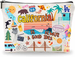 Cosmetic Bags for Women: Travel Organizer Bags, Makeup and Toiletry Pouch - California Themed Gifts - D05