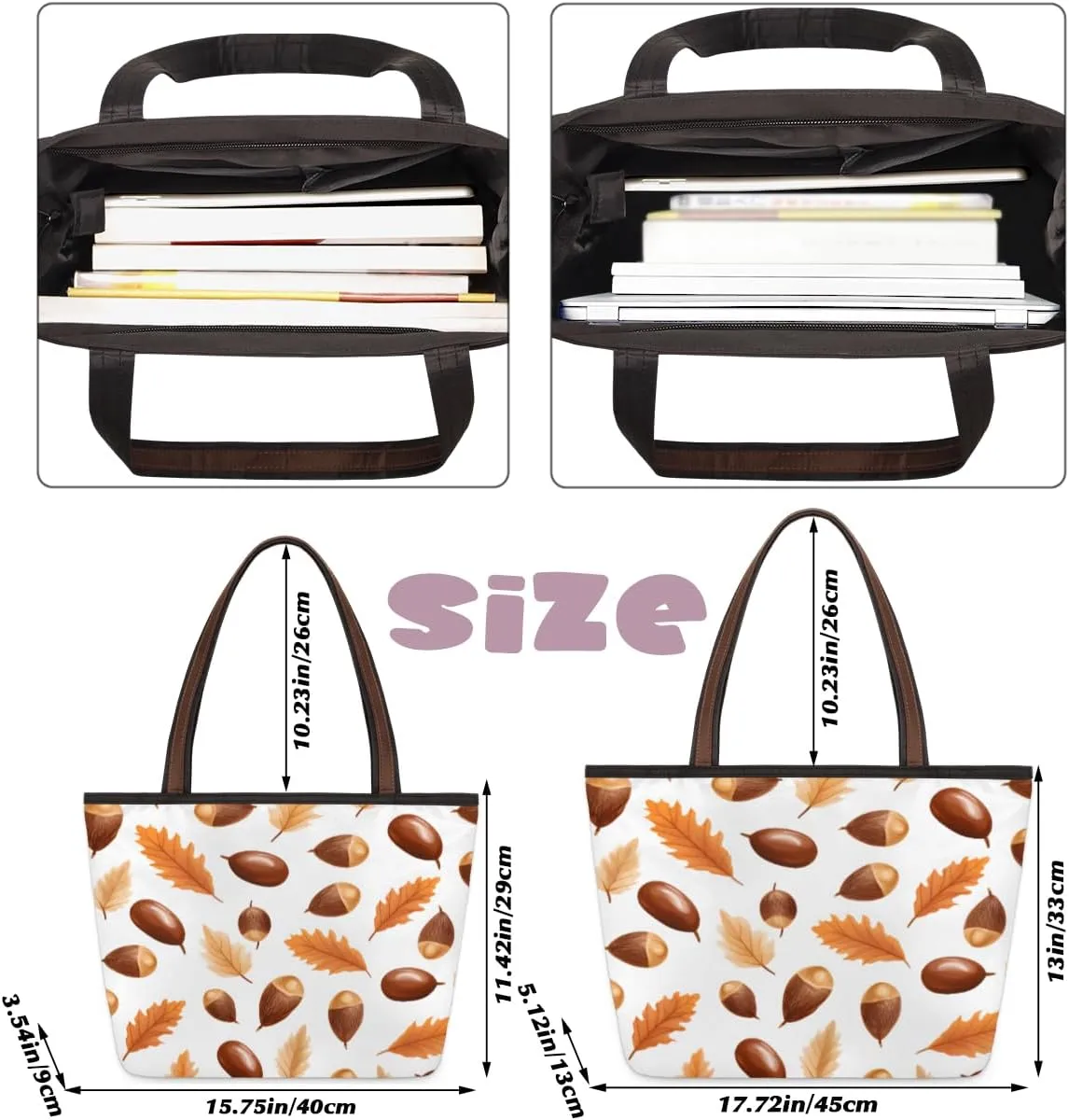 Cute American Football Striped Tote Bag with Zipper 15 Inch Canvas Tote Bag for Women Shoulder Handbag