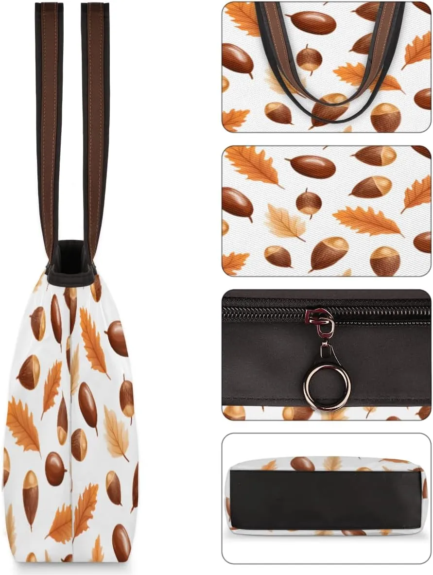 Cute American Football Striped Tote Bag with Zipper 15 Inch Canvas Tote Bag for Women Shoulder Handbag