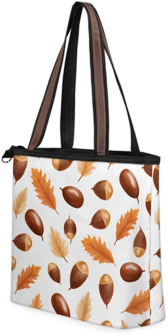 Cute American Football Striped Tote Bag with Zipper 15 Inch Canvas Tote Bag for Women Shoulder Handbag
