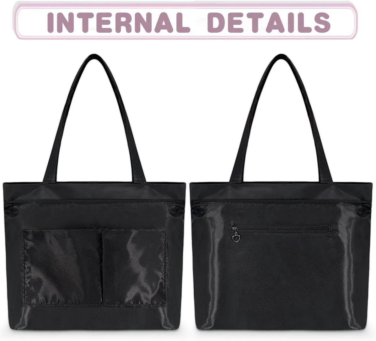 Cute American Football Striped Tote Bag with Zipper 15 Inch Canvas Tote Bag for Women Shoulder Handbag