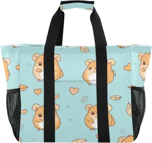 Cute Cartoon Hamster Large Beach Bags for Women & Men,Waterproof Sandproof Beach Tote Swim Pool Bag for Pool Gym Grocery Travel