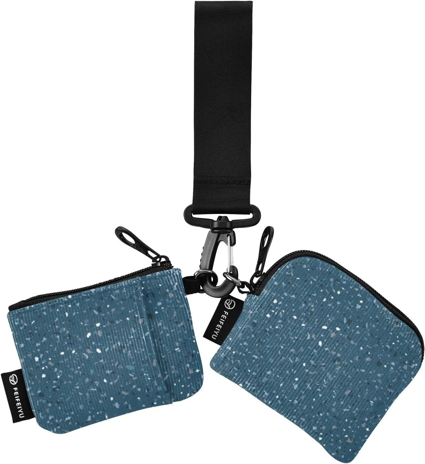 Dark Blue Mosaic Wristlet Keychain Wallets for Women Portable Small Coin Purse