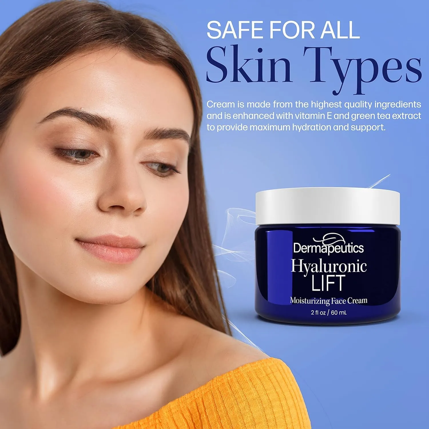 Dermapeutics Hyaluronic Lift Serum, Moisturizing Cream & and Mist Bundle for Face, 1 ounce serum, 2 ounce cream & 8 ounce Spray | Amino Acids Enhance Collagen and Elastin | For all Skin Types