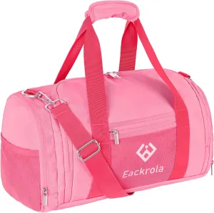 Eackrola Sports Gym Bag for Women & Men, Travel Duffel Bag Carry-on Bag, Lightweight Weekend Overnight Bag with Shoe Compartment & Wet Pocket,30LBarbie Pink