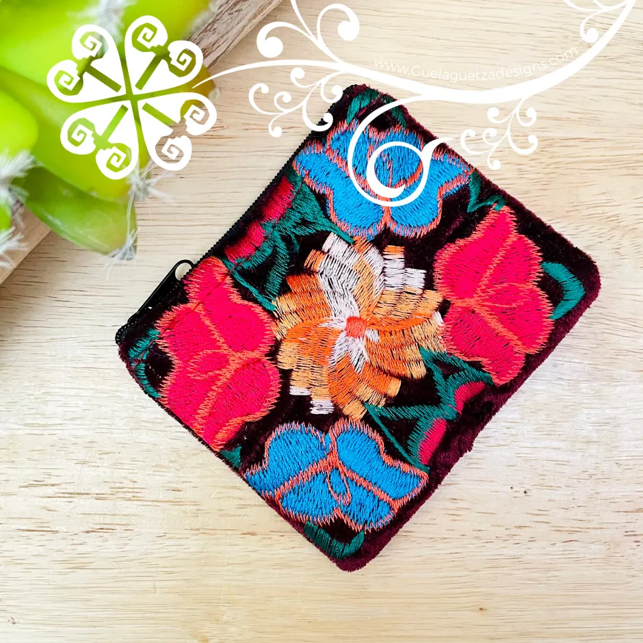 Embroidery Velvet Coin Purse - Monedero
