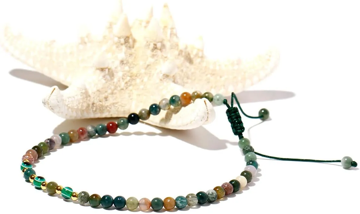 Evil Eye Ankle Bracelets for Women Beads Anklets Beach Accessiory Gemstone Healing Crystal Adjustable