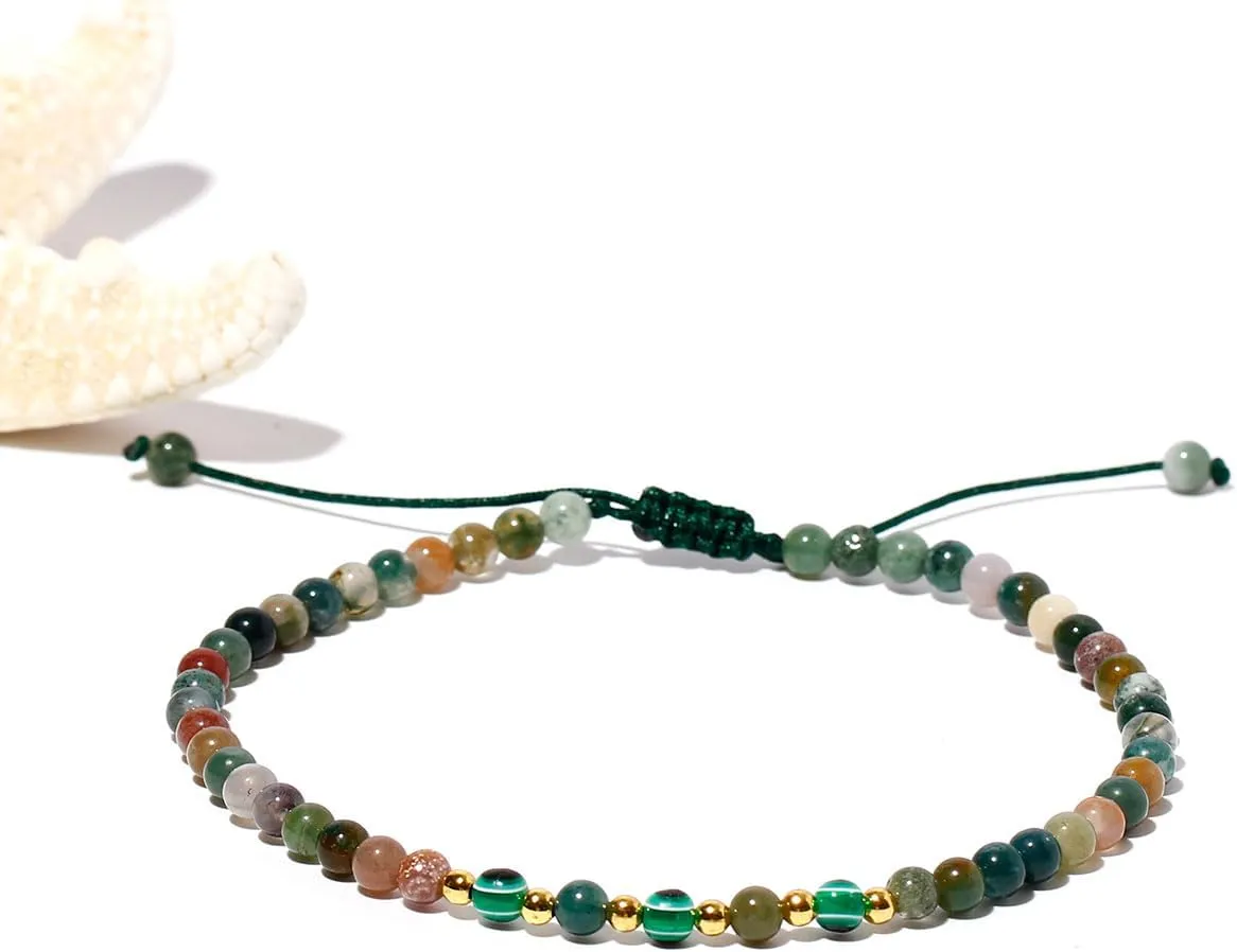 Evil Eye Ankle Bracelets for Women Beads Anklets Beach Accessiory Gemstone Healing Crystal Adjustable