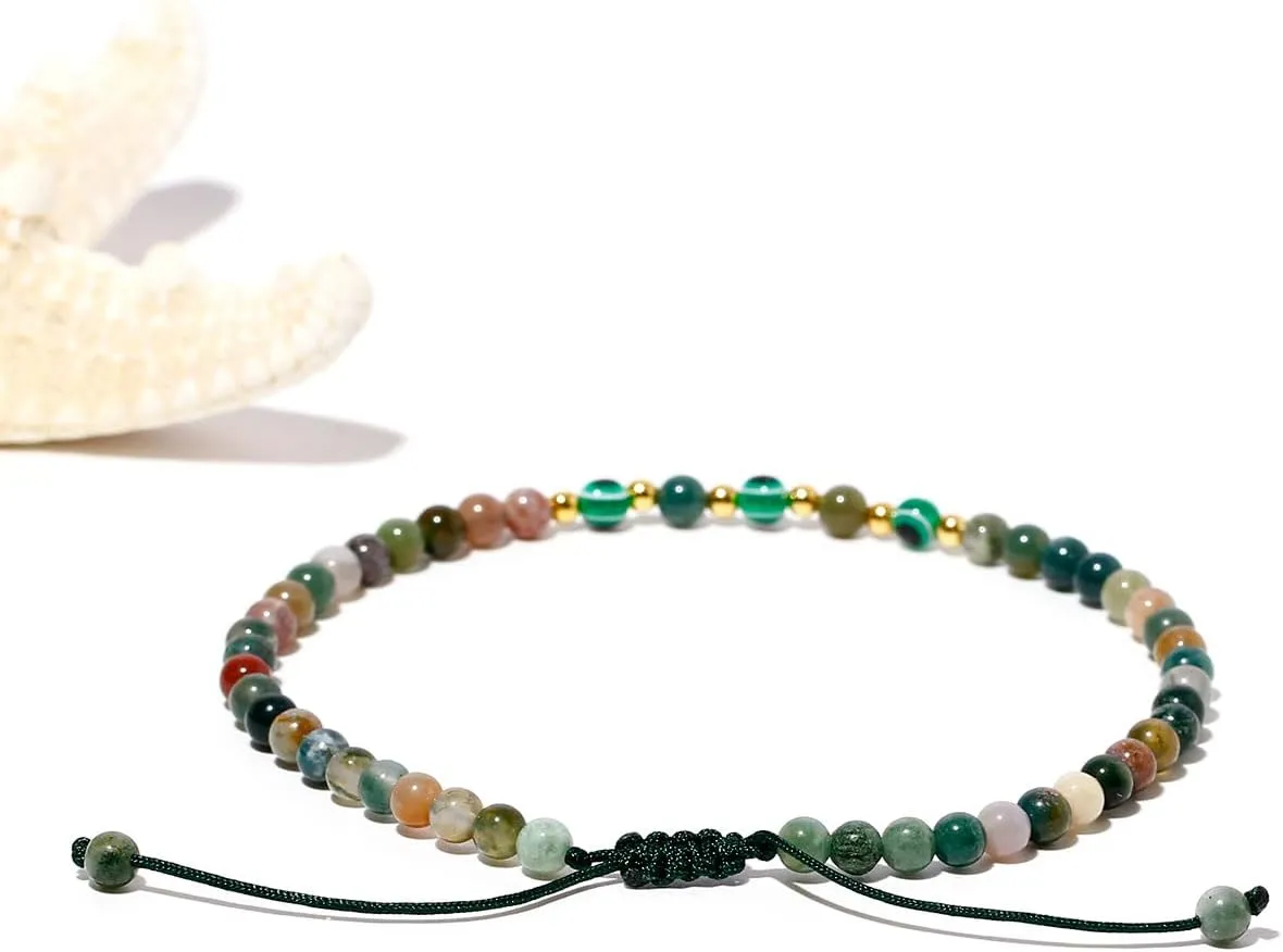 Evil Eye Ankle Bracelets for Women Beads Anklets Beach Accessiory Gemstone Healing Crystal Adjustable