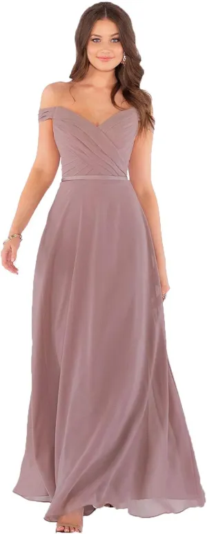 Fanciest Women's Off Shoulder Bridesmaid Dresses Long Chiffon Formal Wedding Prom Evening Gown