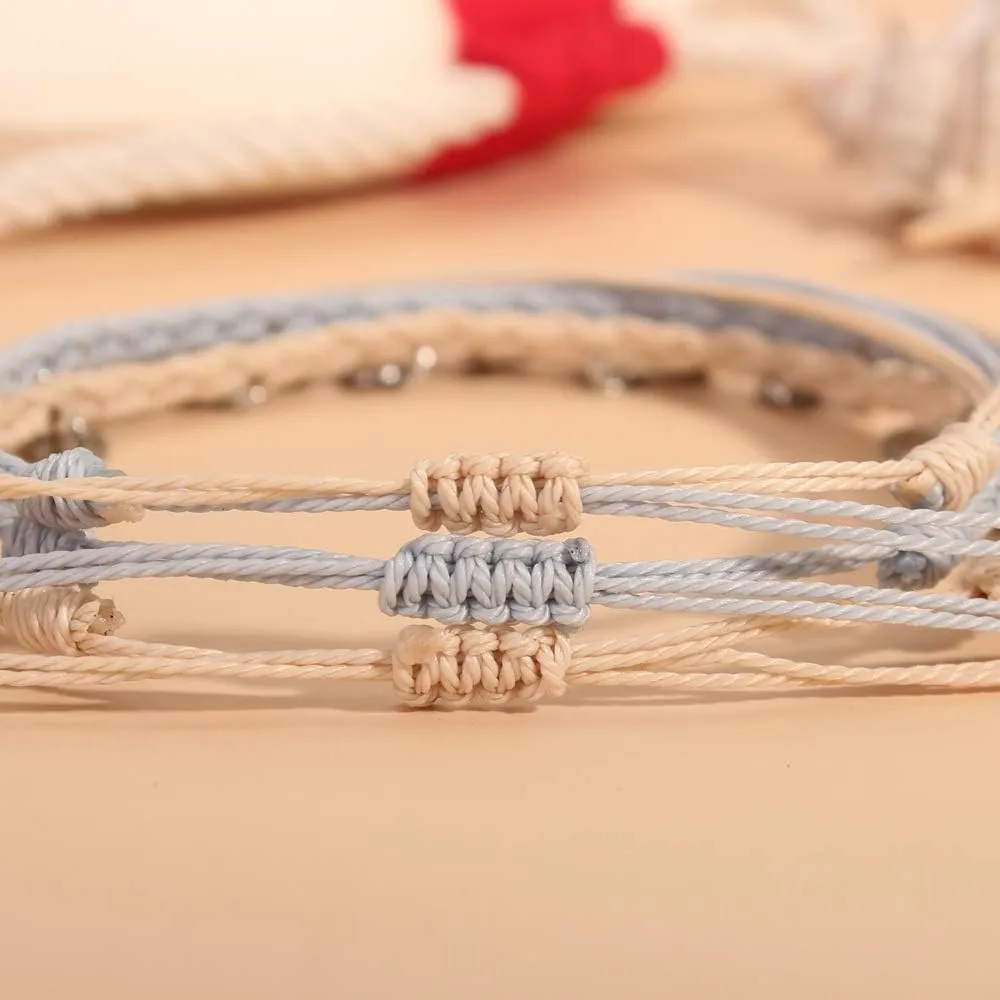 FANCY SHINY String Ankle Bracelets Waterproof Rope Anklets Braided Beach Boho Coin Anklets Cute Friendship Foot Jewelry for Women