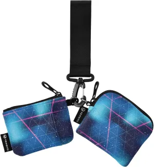 Fashion Seamless Space Blue Geometric Wristlet Keychain Wallets for Women Portable Small Coin Purse