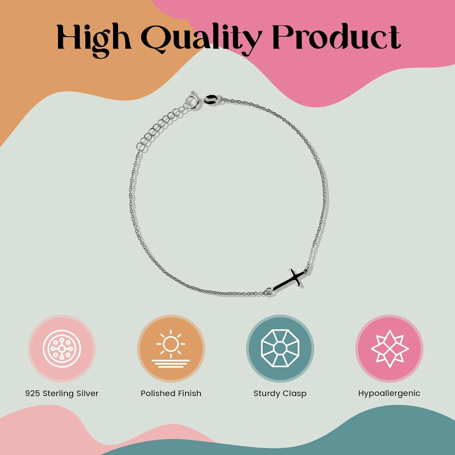 FashionJunkie4Life Sterling Silver Adjustable Link Anklet with Extension, Sterling Silver ankle bracelets for women, Summer bracelets, Foot Jewelry, Boho Jewelry for women