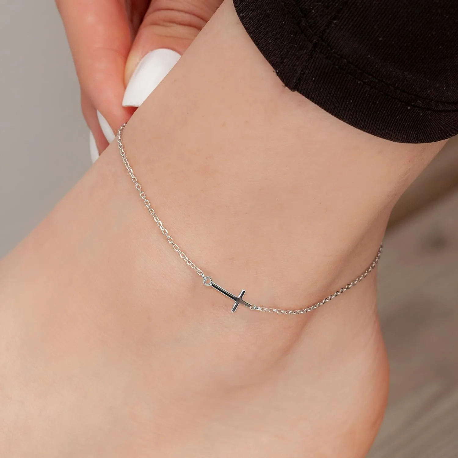 FashionJunkie4Life Sterling Silver Adjustable Link Anklet with Extension, Sterling Silver ankle bracelets for women, Summer bracelets, Foot Jewelry, Boho Jewelry for women