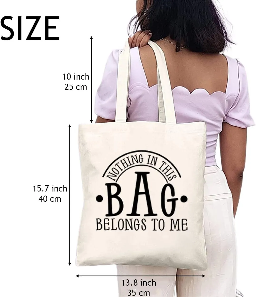 Funny Sayings Canvas Tote Bags for Women Nothing in This Bag Shoulder Bag Reusable Shopping Bag Mom Gift