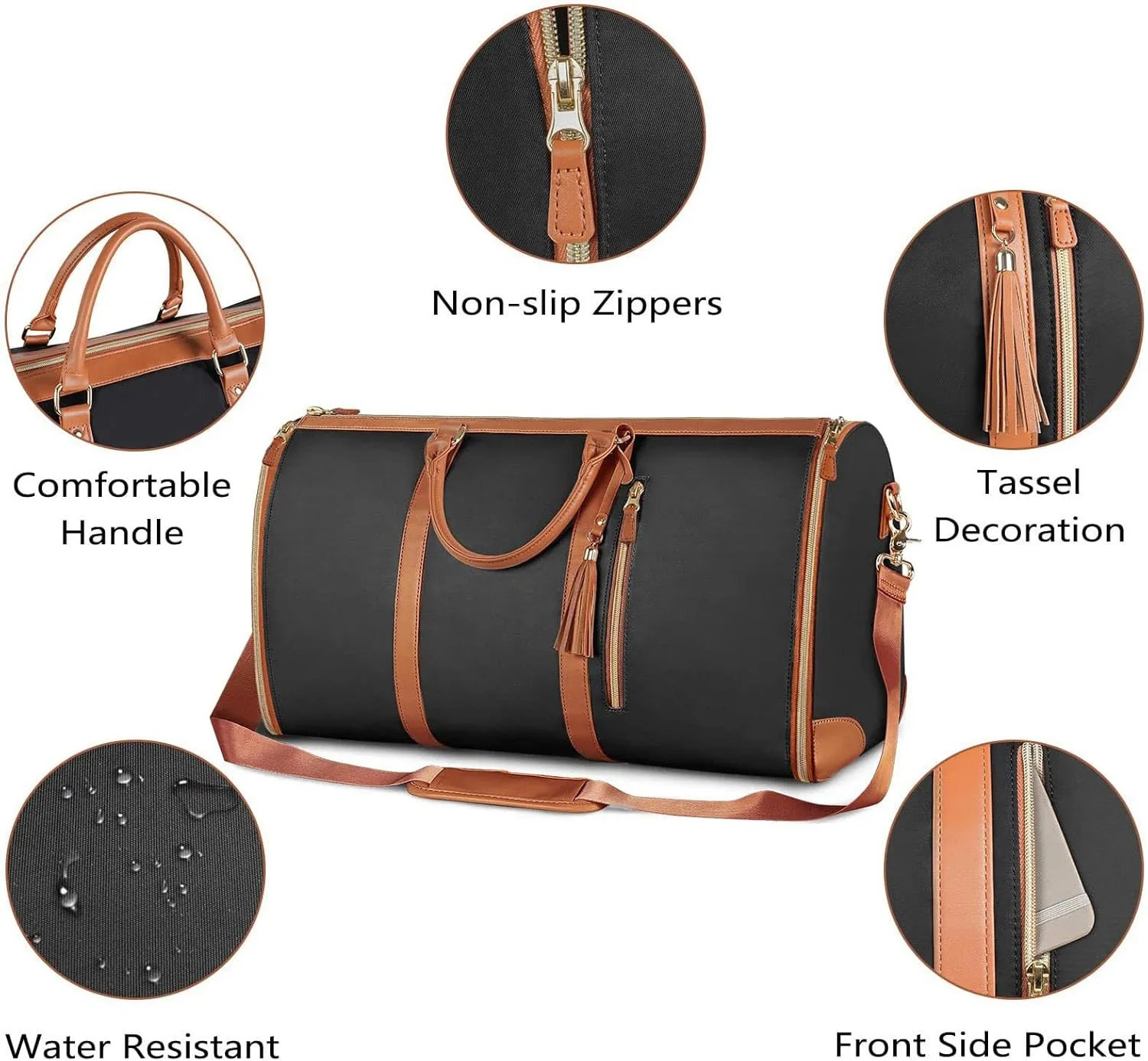 Garment Duffle Bags for Travel,Foldable Garment Duffle Bag,Convertible Carry On Garment Bag, 2 in 1 Travel Suit Duffel Bag for Gift-Black