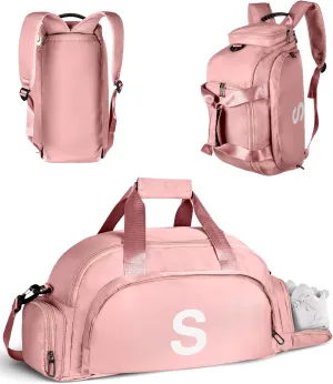 Gifts for 3 4 5 6 7 8 9 10 11 12 13 Year Old Girls, Initial Gym Bags with Shoe Compartment, Personalized Girl Duffel Bag, Monogram Kid Overnight Bags, Teen Weekend Bag (Letter S)