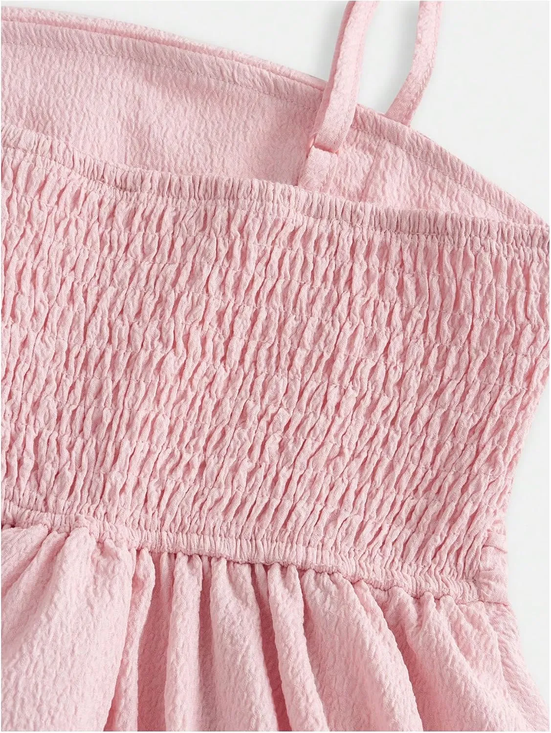 Girl's Floral Cami Dress Ruched Sleeveless Pink Layered Ruffle Kawaii Short Floral Summer Dresses