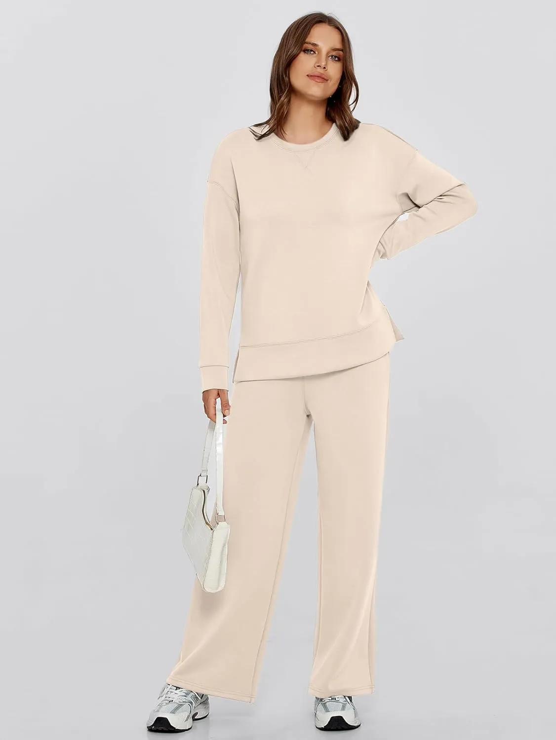 Glamaker Womens 2 Piece Lounge Set Long Sleeve Pullover Tops Long Pants Casual Sweatsuits Tracksuit Sets with Pockets