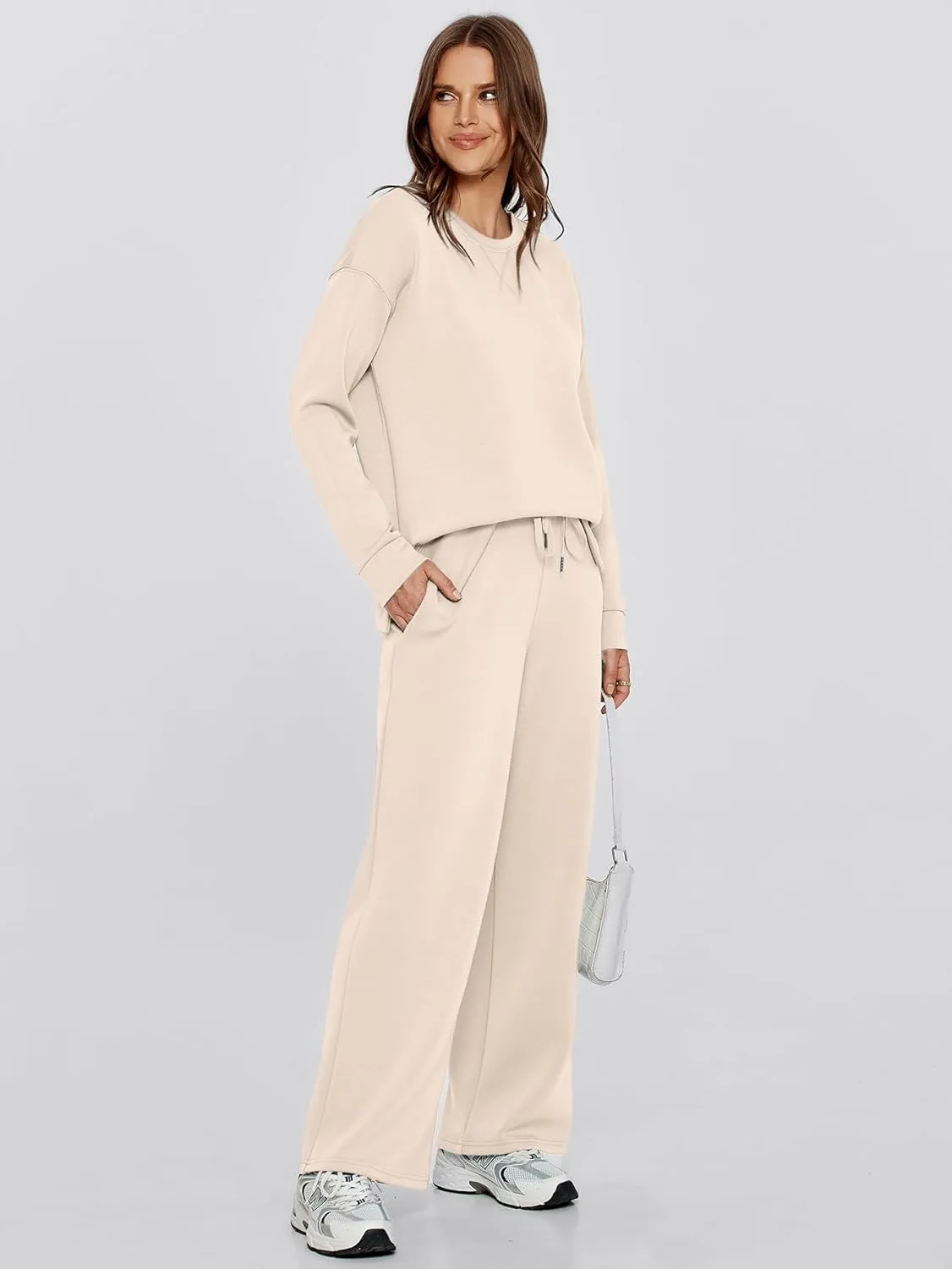 Glamaker Womens 2 Piece Lounge Set Long Sleeve Pullover Tops Long Pants Casual Sweatsuits Tracksuit Sets with Pockets